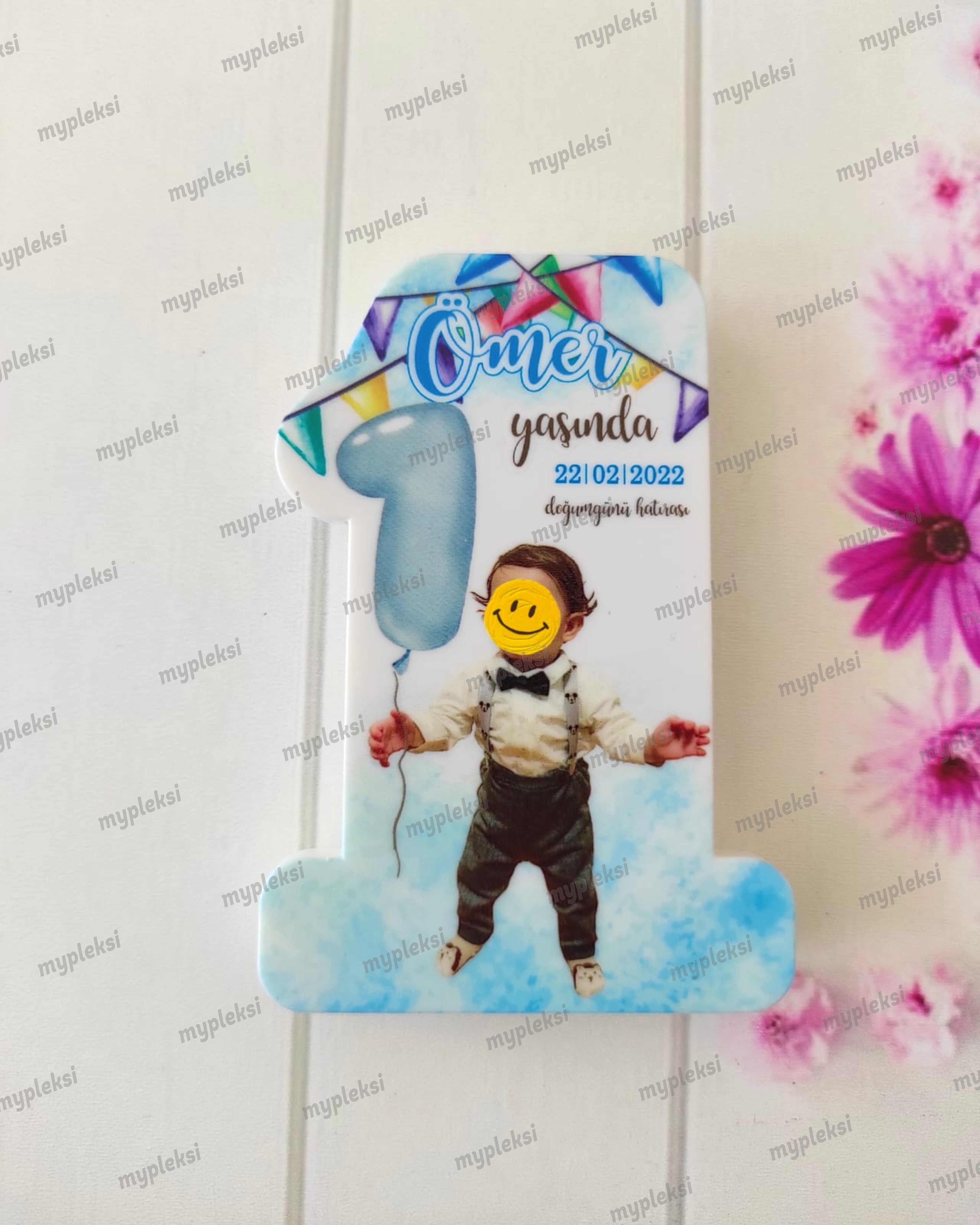  Kişiye Özel 1 Rakamlı Açacak Magnet-Balonlu-bebek magneti-Doğum Günü Hediyesi Hediyelik Magneti Magnet Hediye