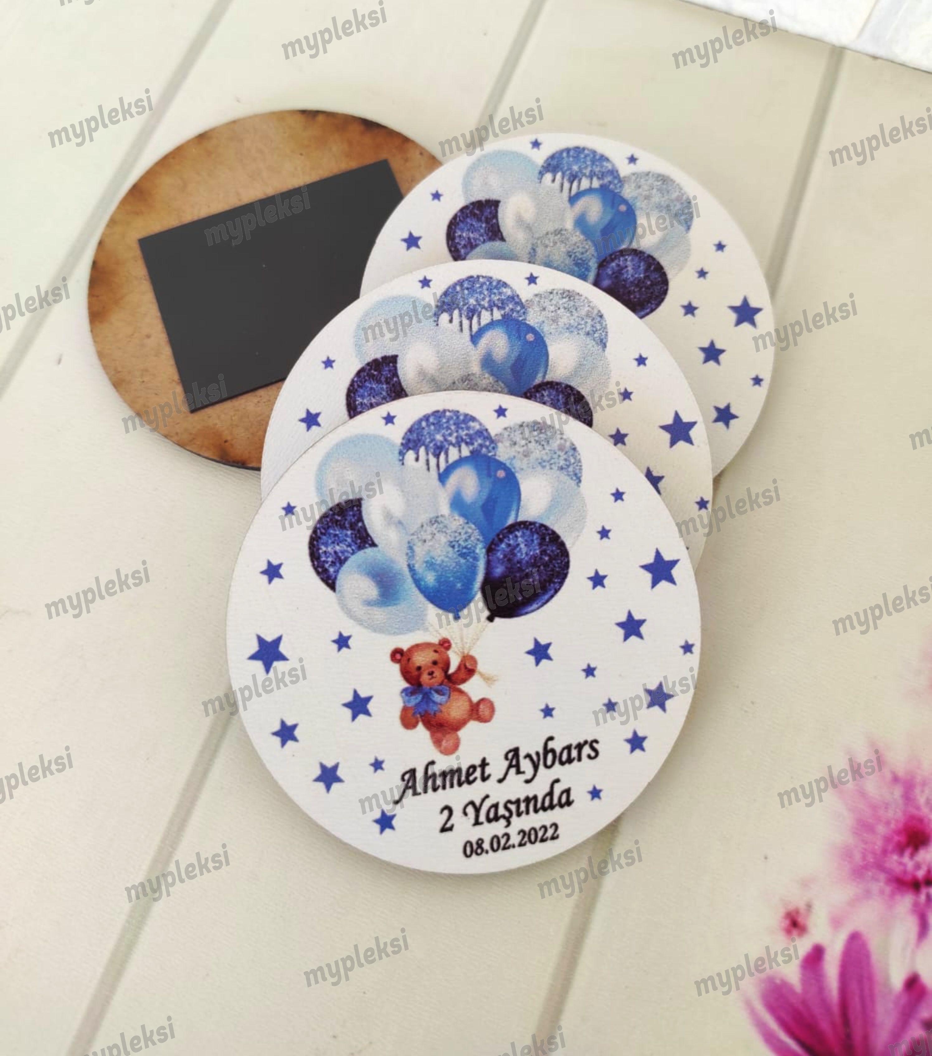 Ahşap Bebek Magnetleri, İsme Özel Doğum Günü Magneti