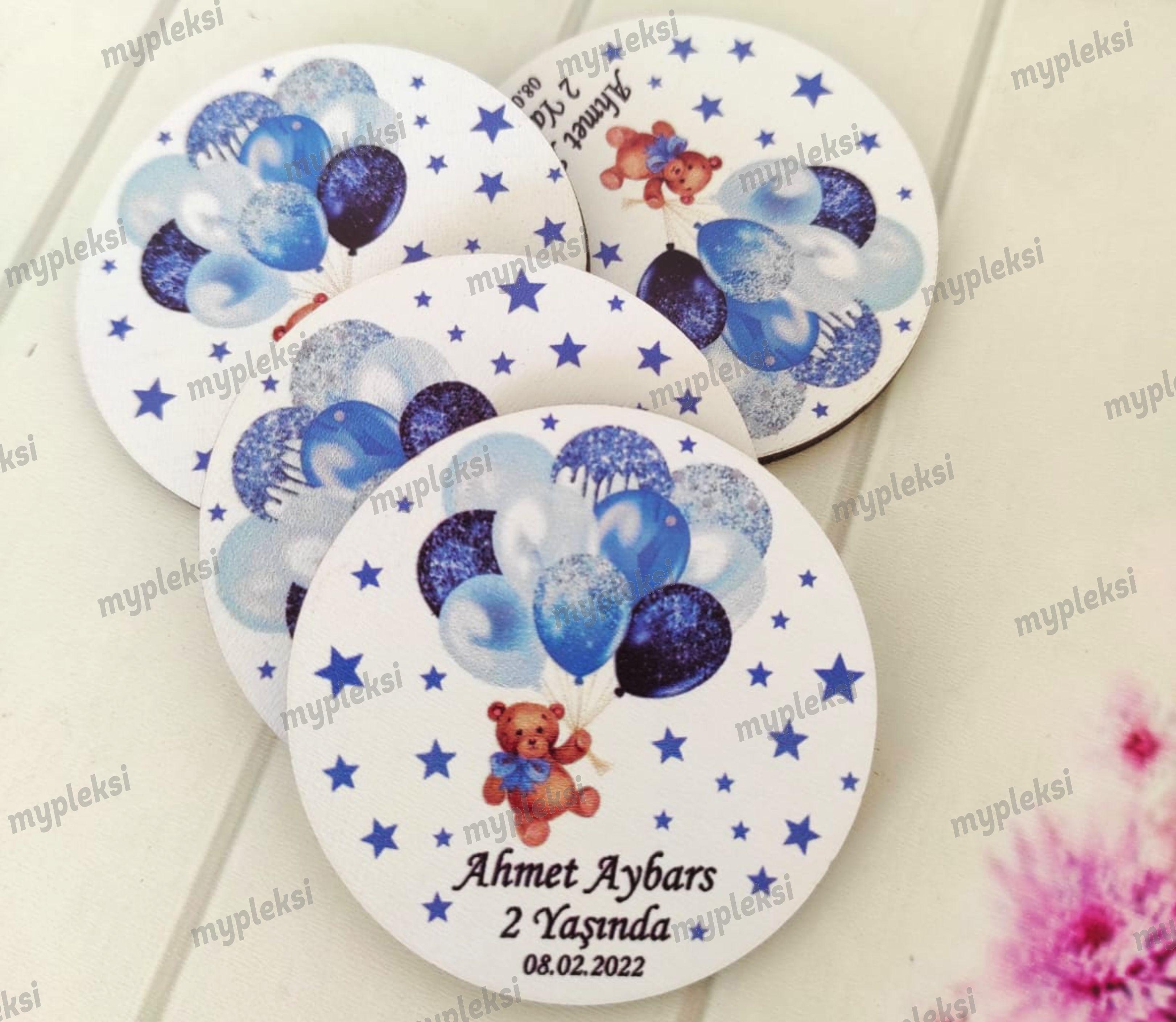 Ahşap Bebek Magnetleri, İsme Özel Doğum Günü Magneti
