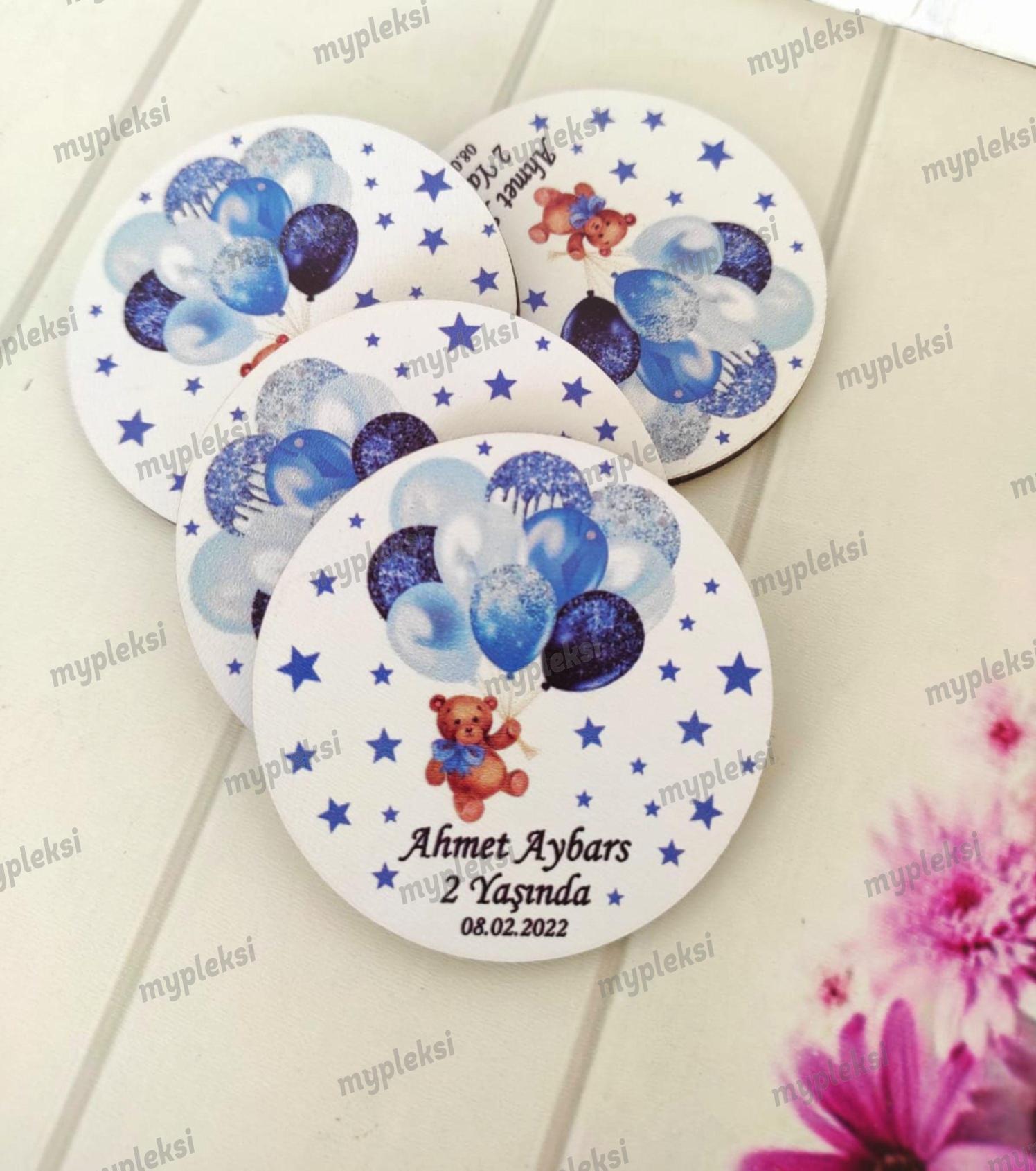 Ahşap Bebek Magnetleri, İsme Özel Doğum Günü Magneti