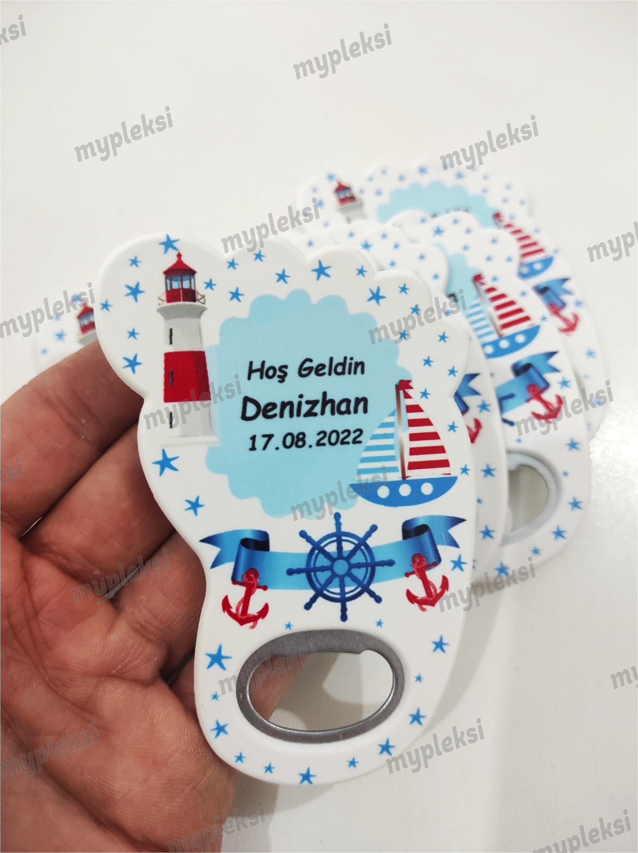 İsme Özel Bebek Ayağı Açacak Magnet- Ayak Açacak Magnet - Denizci  Açacak Magnet