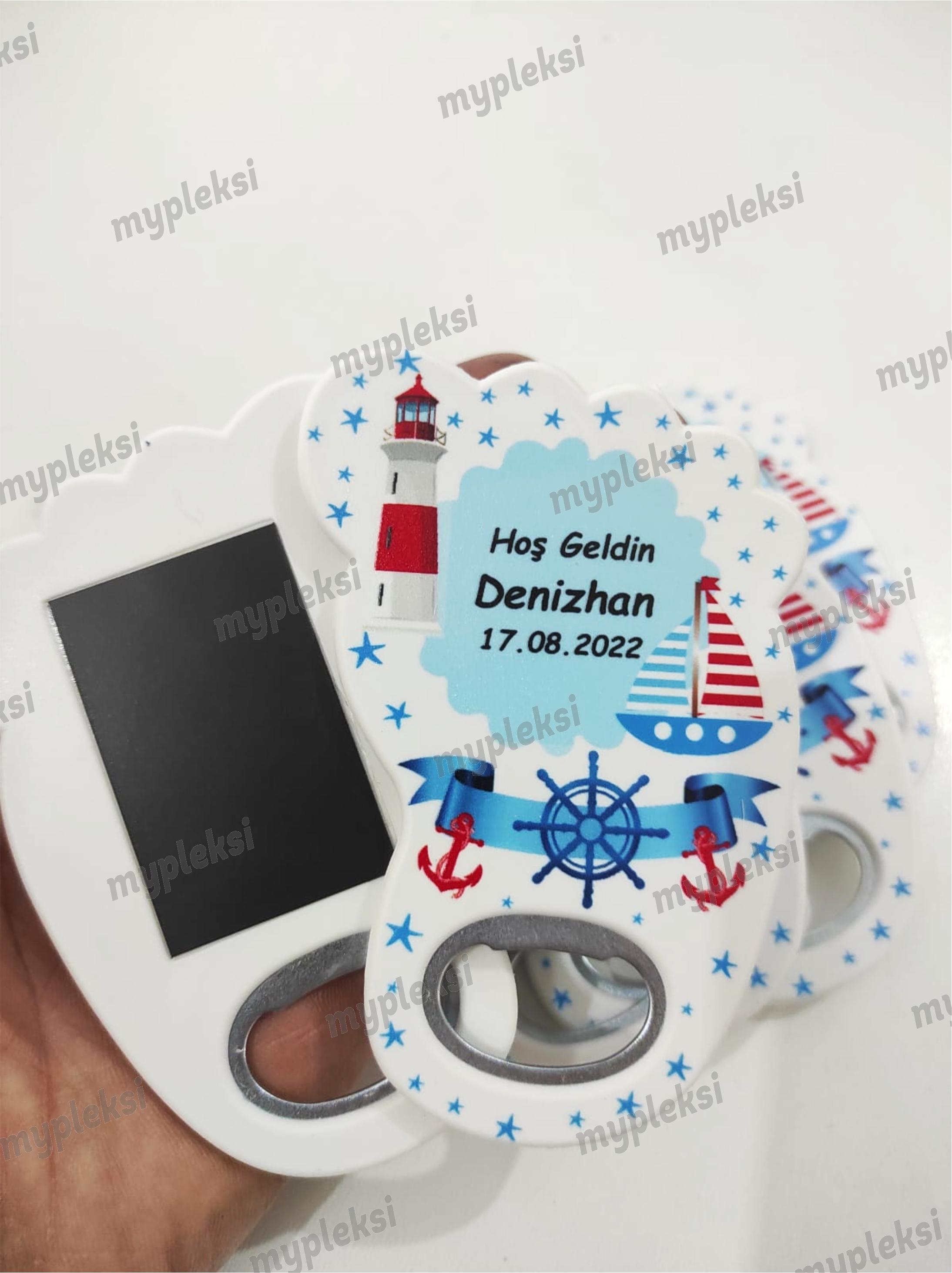 İsme Özel Bebek Ayağı Açacak Magnet- Ayak Açacak Magnet - Denizci  Açacak Magnet