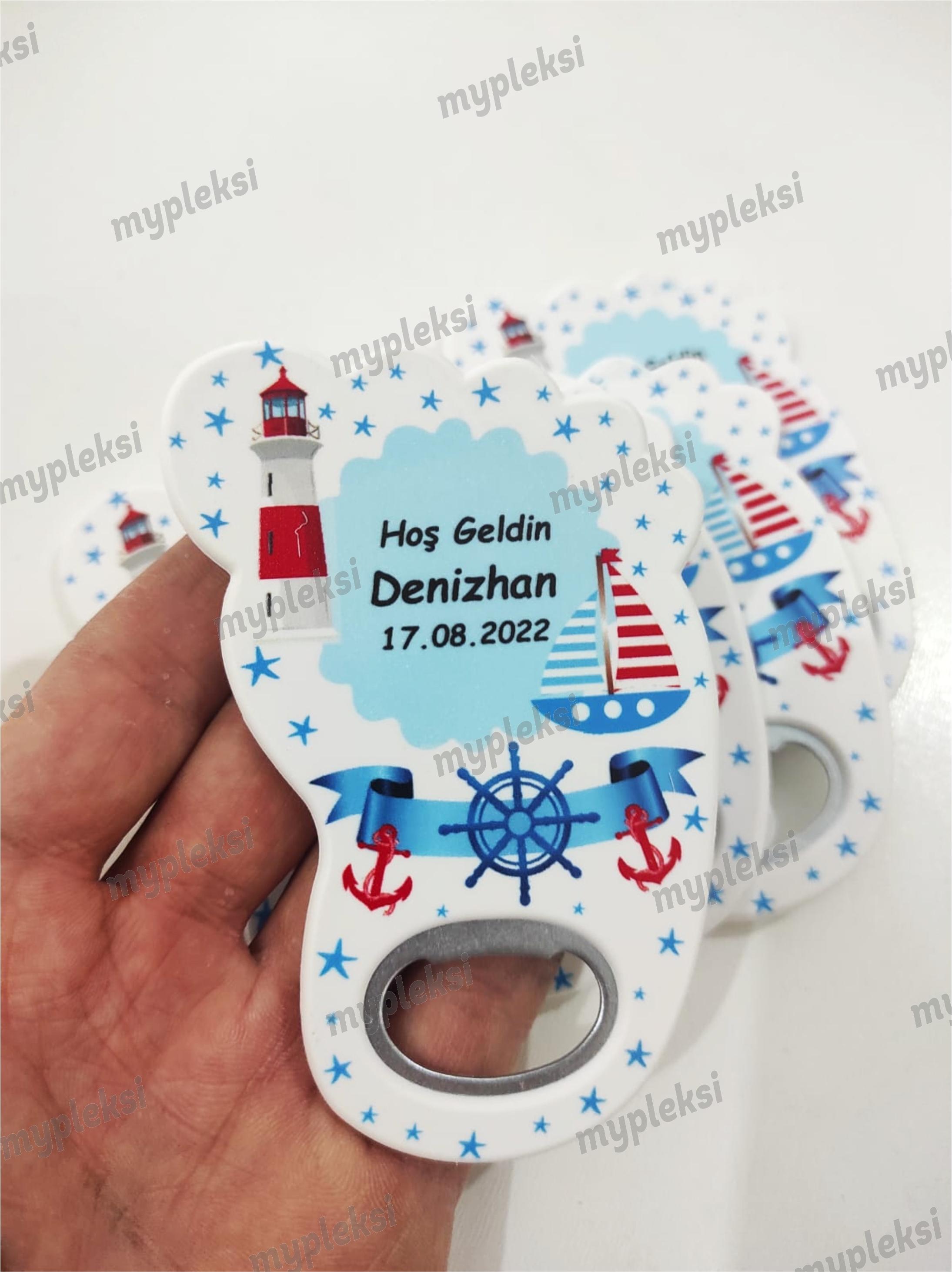 İsme Özel Bebek Ayağı Açacak Magnet- Ayak Açacak Magnet - Denizci  Açacak Magnet