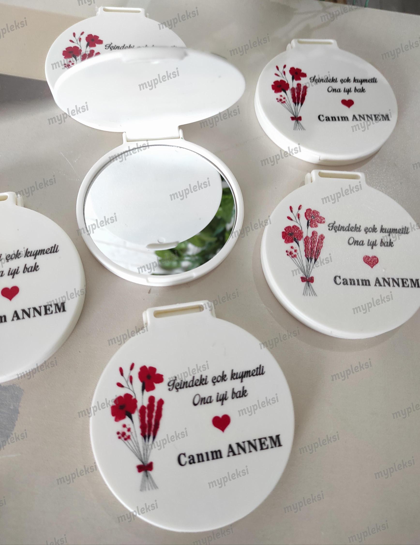 Anneler Günü Baskılı Hediyelik  El Aynası-Makyaj Aynası