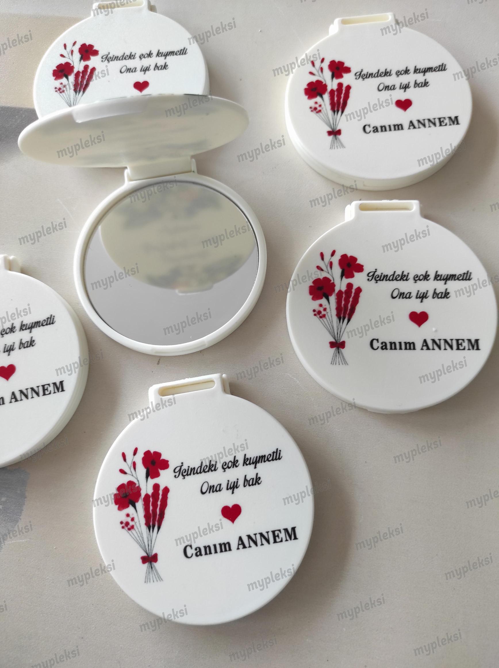 Anneler Günü Baskılı Hediyelik  El Aynası-Makyaj Aynası