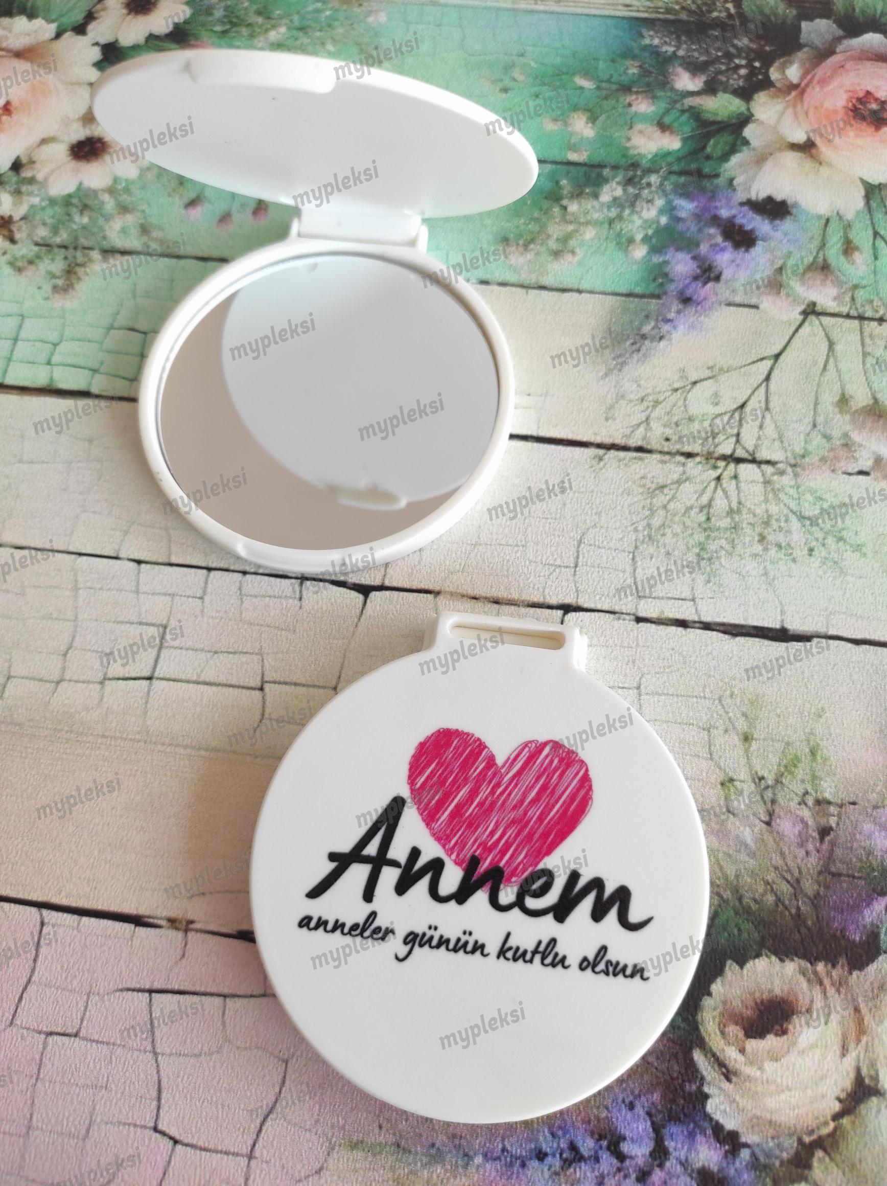 Anneler Günü Baskılı Hediyelik  El Aynası-Makyaj Aynası