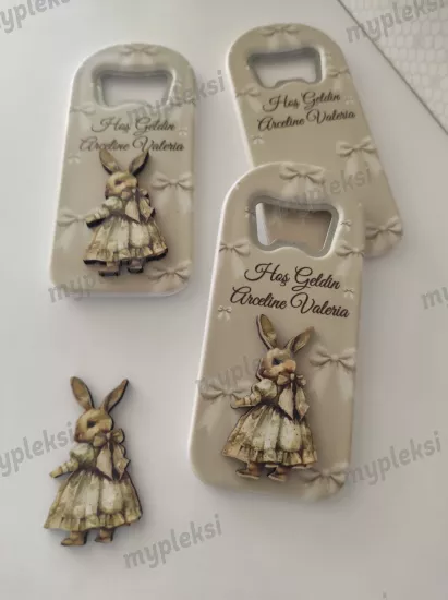 Sevimli TavşanAçacak Magnet Kabartma Figürlü