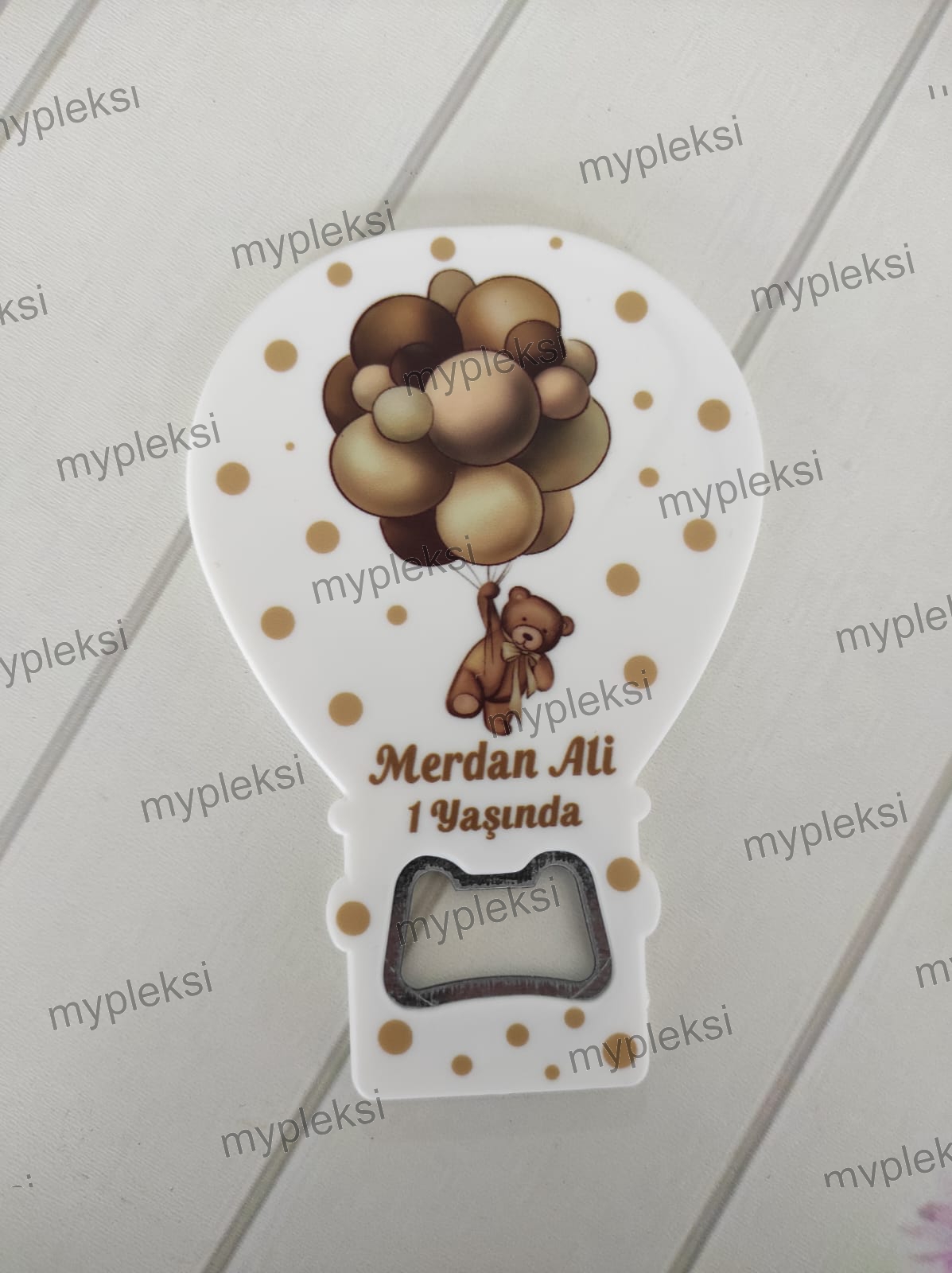 Kahverengi Balonlu Ayıcık Balon Açacak Magnet (10Adet)