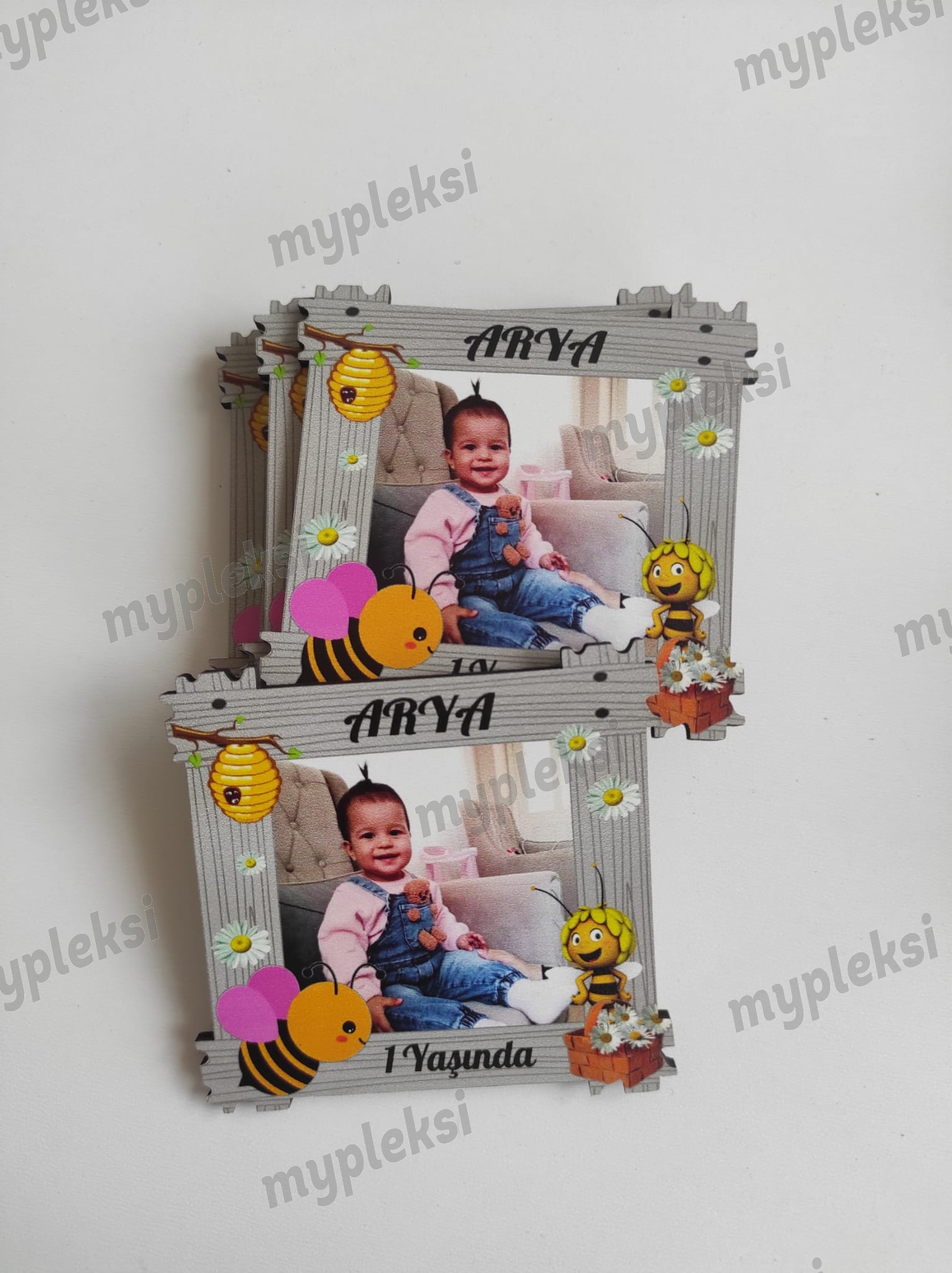  Arı Maya Konsept Resimli Bebek Magneti Doğum Günü Magneti 1 Yaş Magneti