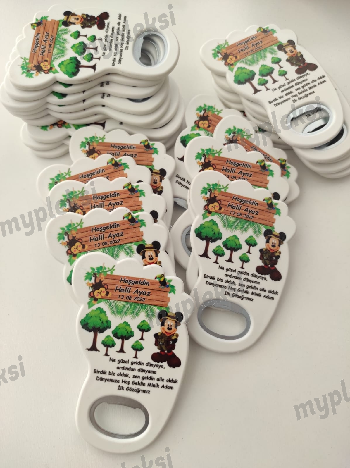 İsme Özel Bebek Ayağı Açacak Magnet-Safari  Doğum Günü Magneti-Ayak Açacak Magnet