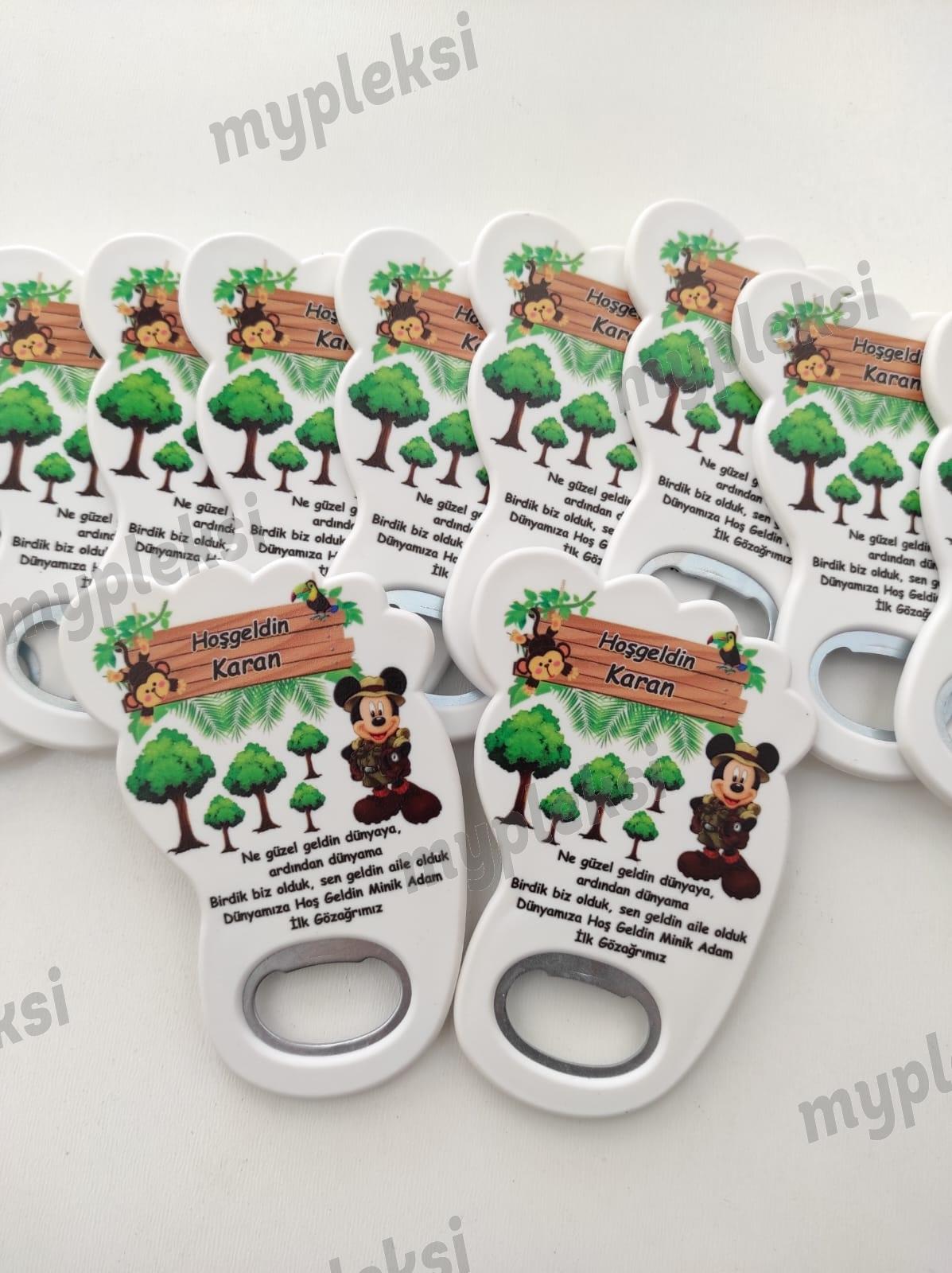 İsme Özel Bebek Ayağı Açacak Magnet-Safari  Doğum Günü Magneti-Ayak Açacak Magnet