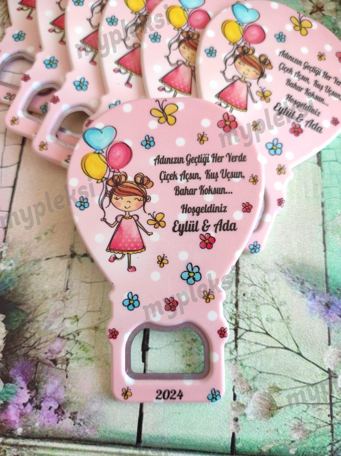 Pembe Kız Bebek Açacak Magnet, Kız Bebek Magnetleri 