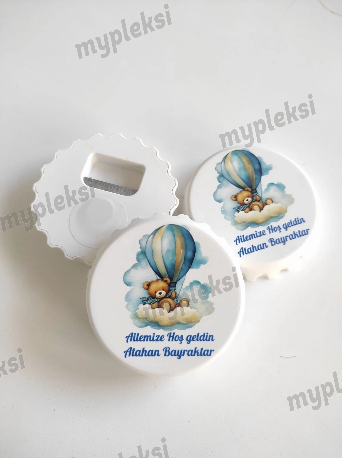 Bulutlu Ayıcık Desenli Gazoz Kapağı Açacak Magnet  